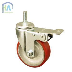 Bánh xe BIG100 PU gang vít khóa 2 cao cấp