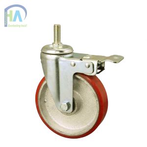 Bánh xe BIG125 PU gang vít khóa 2 cao cấp