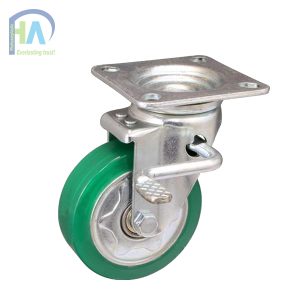 Bánh xe IFJ100 PU thép xanh khóa 2 cao cấp