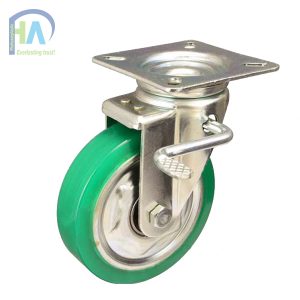 Bánh xe IFJ150 PU thép xanh khóa 2 cao cấp