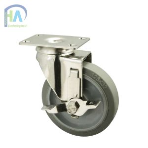 Bánh xe INOX IFXR125 cao su nhiệt xám khóa giá rẻ