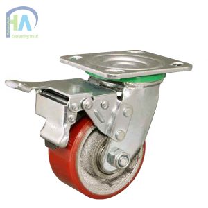 Bánh xe BIK100 PU gang khóa 2 cao cấp